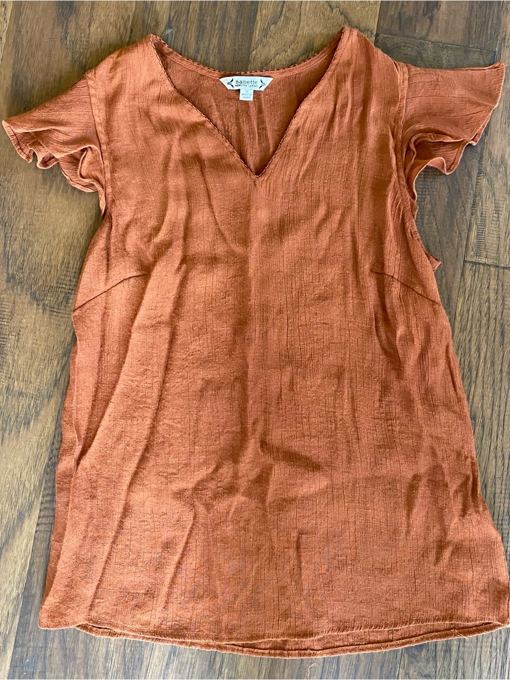 Linen-like Orange/Rust Blouse